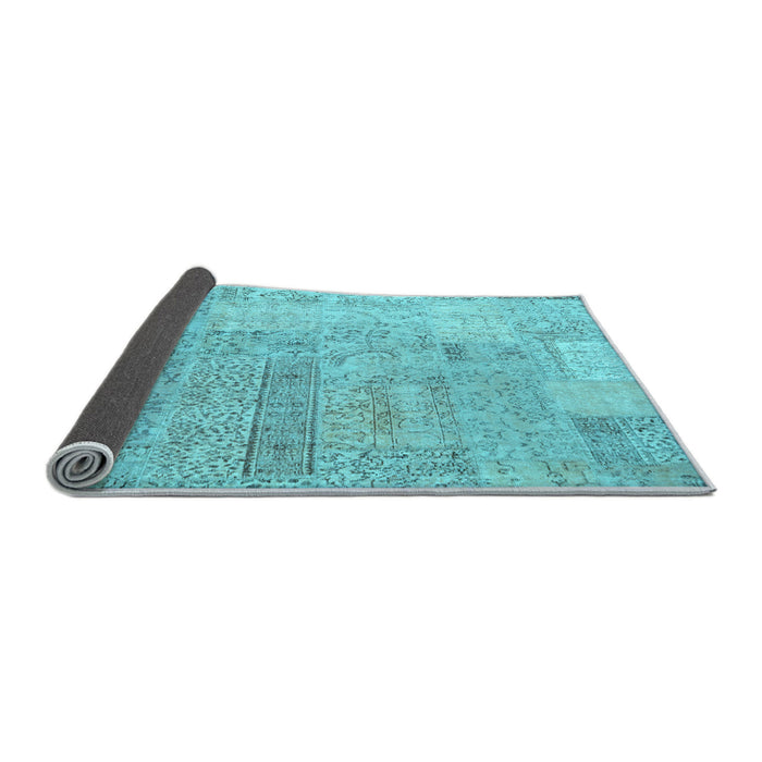 Sideview of Patchwork Light Blue Transitional Rug, con2670lblu
