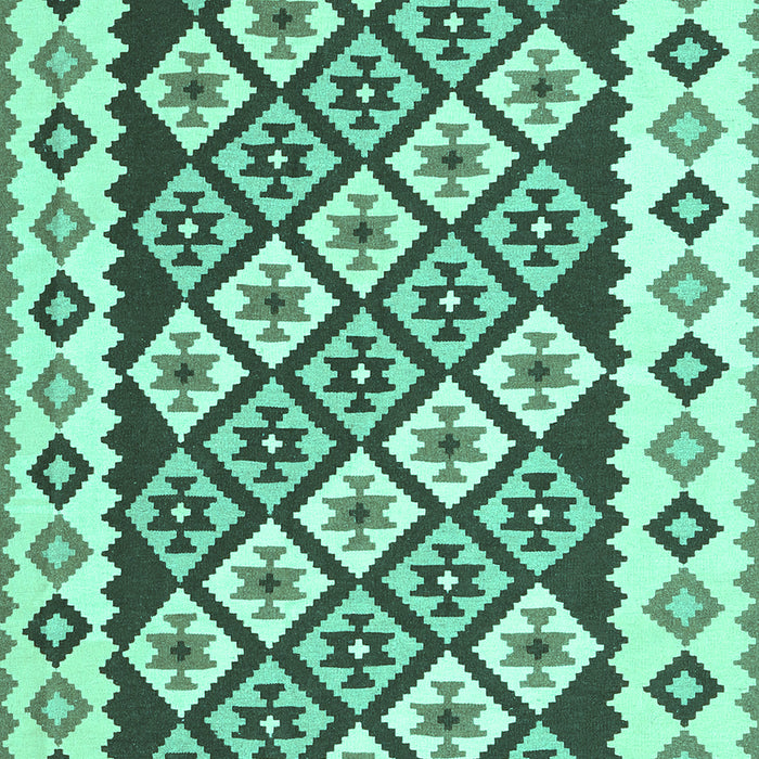 Machine Washable Southwestern Turquoise Country Area Rugs, wshcon2671turq