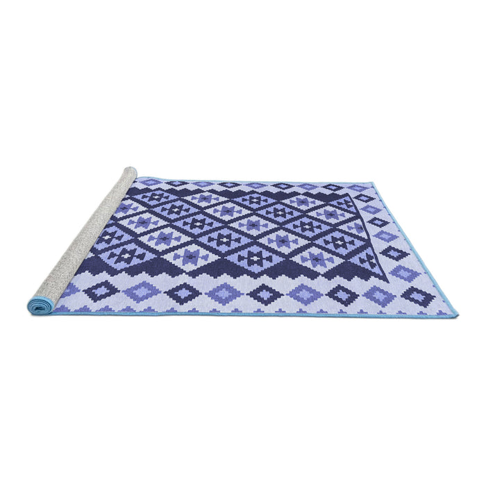 Sideview of Machine Washable Southwestern Blue Country Rug, wshcon2671blu