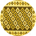 Round Machine Washable Southwestern Yellow Country Rug, wshcon2671yw