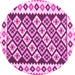 Round Machine Washable Southwestern Pink Country Rug, wshcon2671pnk