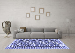 Machine Washable Southwestern Blue Country Rug in a Living Room, wshcon2671blu