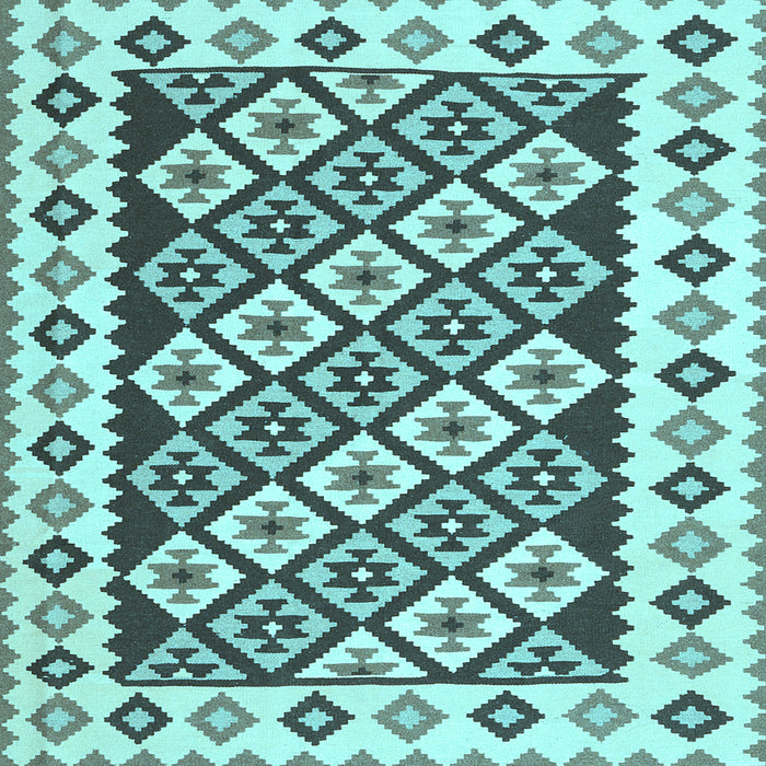 Square Machine Washable Southwestern Light Blue Country Rug, wshcon2671lblu