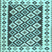 Square Machine Washable Southwestern Light Blue Country Rug, wshcon2671lblu