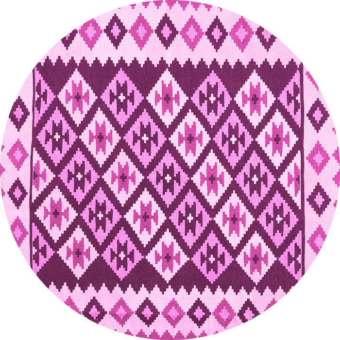 Round Southwestern Pink Country Rug, con2671pnk