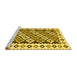 Sideview of Machine Washable Southwestern Yellow Country Rug, wshcon2671yw