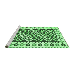 Sideview of Machine Washable Southwestern Emerald Green Country Area Rugs, wshcon2671emgrn