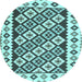 Round Southwestern Light Blue Country Rug, con2671lblu