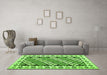 Machine Washable Southwestern Green Country Area Rugs in a Living Room,, wshcon2671grn