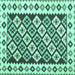 Square Machine Washable Southwestern Turquoise Country Area Rugs, wshcon2671turq