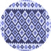 Round Machine Washable Southwestern Blue Country Rug, wshcon2671blu