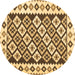 Round Southwestern Brown Country Rug, con2671brn