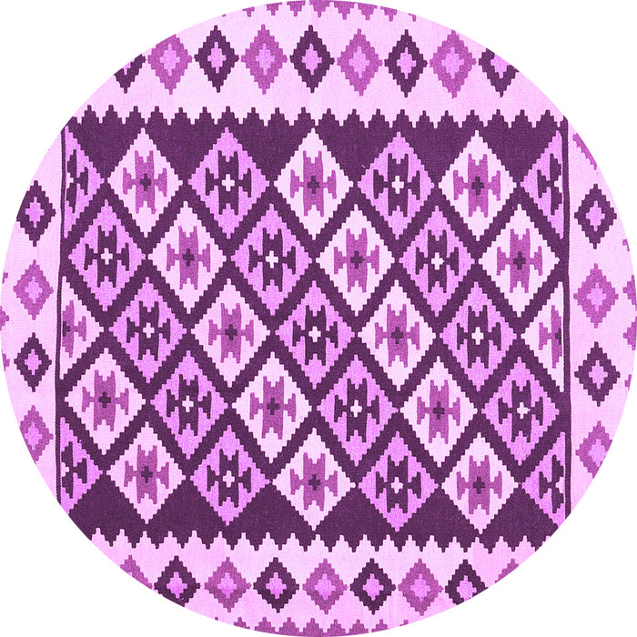 Round Machine Washable Southwestern Purple Country Area Rugs, wshcon2671pur