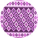 Round Machine Washable Southwestern Purple Country Area Rugs, wshcon2671pur