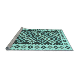 Sideview of Machine Washable Southwestern Light Blue Country Rug, wshcon2671lblu