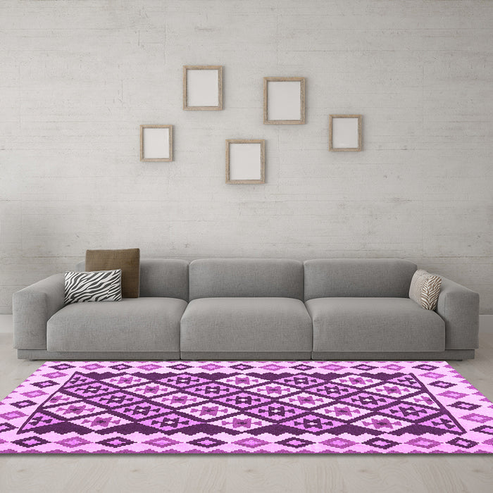 Machine Washable Southwestern Purple Country Area Rugs in a Living Room, wshcon2671pur