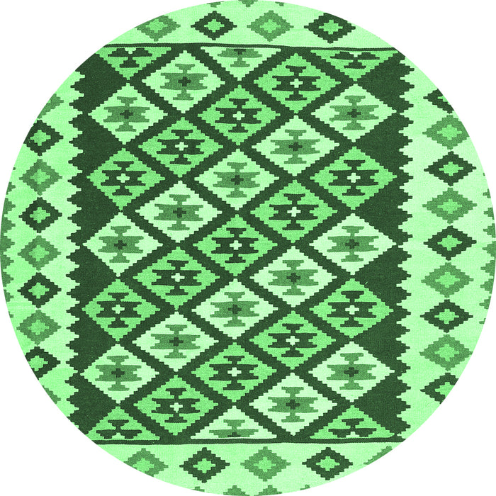 Round Southwestern Emerald Green Country Rug, con2671emgrn
