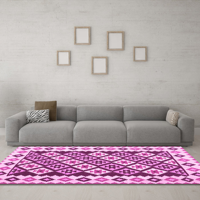 Machine Washable Southwestern Pink Country Rug in a Living Room, wshcon2671pnk