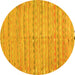 Round Machine Washable Southwestern Yellow Country Rug, wshcon2672yw