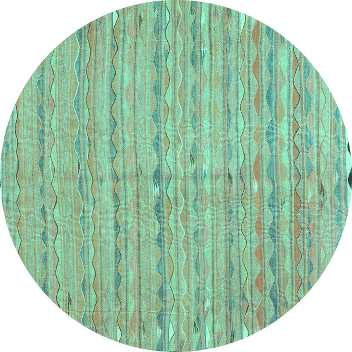 Round Southwestern Turquoise Country Rug, con2672turq