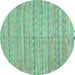 Round Southwestern Turquoise Country Rug, con2672turq