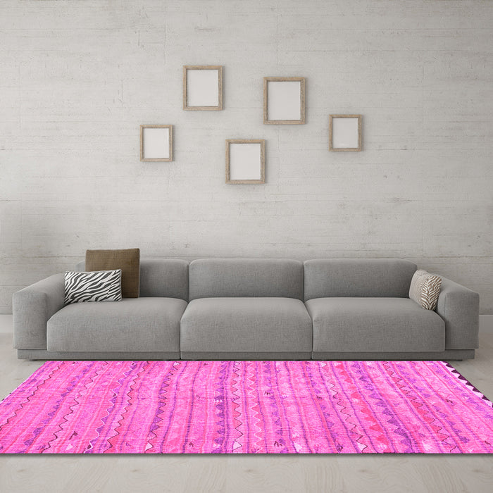 Machine Washable Southwestern Pink Country Rug in a Living Room, wshcon2672pnk