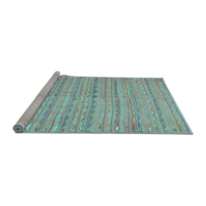 Sideview of Machine Washable Southwestern Light Blue Country Rug, wshcon2672lblu