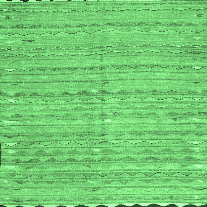 Square Machine Washable Southwestern Emerald Green Country Area Rugs, wshcon2672emgrn