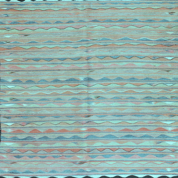Square Machine Washable Southwestern Light Blue Country Rug, wshcon2672lblu