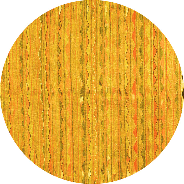Round Southwestern Yellow Country Rug, con2672yw