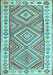 Machine Washable Southwestern Light Blue Country Rug, wshcon2673lblu