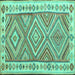 Square Machine Washable Southwestern Turquoise Country Area Rugs, wshcon2673turq