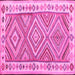 Square Machine Washable Southwestern Pink Country Rug, wshcon2673pnk