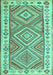 Machine Washable Southwestern Turquoise Country Area Rugs, wshcon2673turq