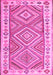 Machine Washable Southwestern Pink Country Rug, wshcon2673pnk