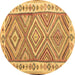 Round Southwestern Brown Country Rug, con2673brn