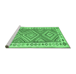 Sideview of Machine Washable Southwestern Emerald Green Country Area Rugs, wshcon2673emgrn