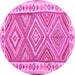 Round Machine Washable Southwestern Pink Country Rug, wshcon2673pnk