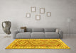 Machine Washable Southwestern Yellow Country Rug in a Living Room, wshcon2673yw