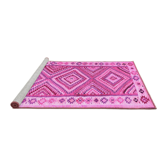 Sideview of Machine Washable Southwestern Pink Country Rug, wshcon2673pnk