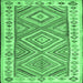 Square Machine Washable Southwestern Emerald Green Country Area Rugs, wshcon2673emgrn