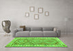 Machine Washable Southwestern Green Country Area Rugs in a Living Room,, wshcon2673grn