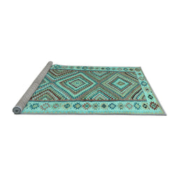 Sideview of Machine Washable Southwestern Light Blue Country Rug, wshcon2673lblu