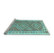 Sideview of Machine Washable Southwestern Light Blue Country Rug, wshcon2673lblu