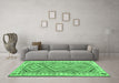 Machine Washable Southwestern Emerald Green Country Area Rugs in a Living Room,, wshcon2673emgrn