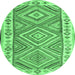 Round Southwestern Emerald Green Country Rug, con2673emgrn