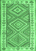 Machine Washable Southwestern Emerald Green Country Area Rugs, wshcon2673emgrn