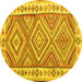 Round Southwestern Yellow Country Rug, con2673yw