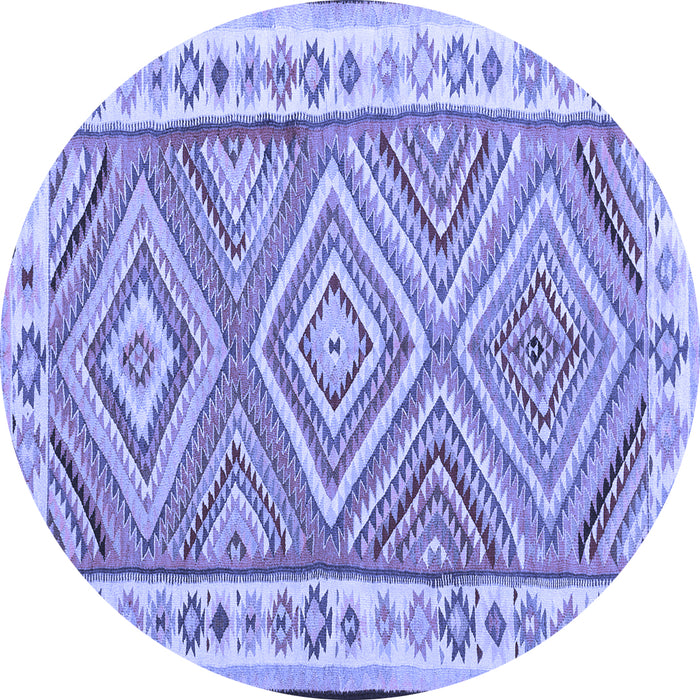 Round Machine Washable Southwestern Blue Country Rug, wshcon2673blu