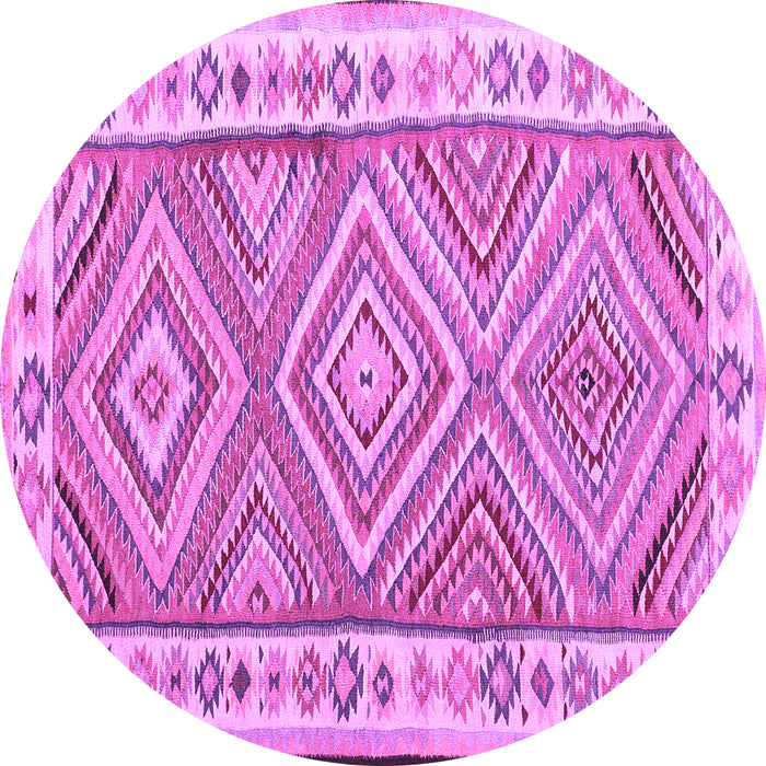 Round Machine Washable Southwestern Purple Country Area Rugs, wshcon2673pur